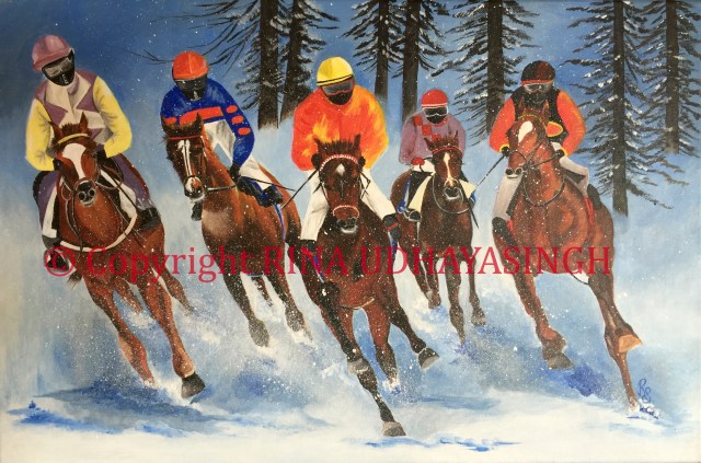 White Turf, St. Moritz~Acrylic 40 x 60 cms